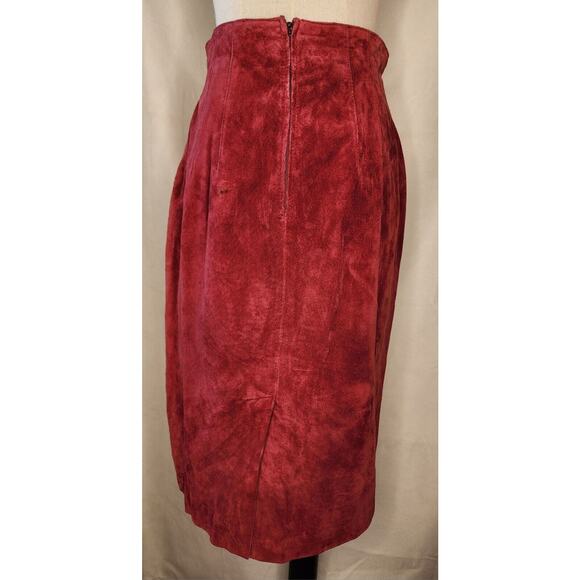 Vintage Suede Red Long Skirt 1970s Lord & Taylor Size 6 - Picture 4 of 9